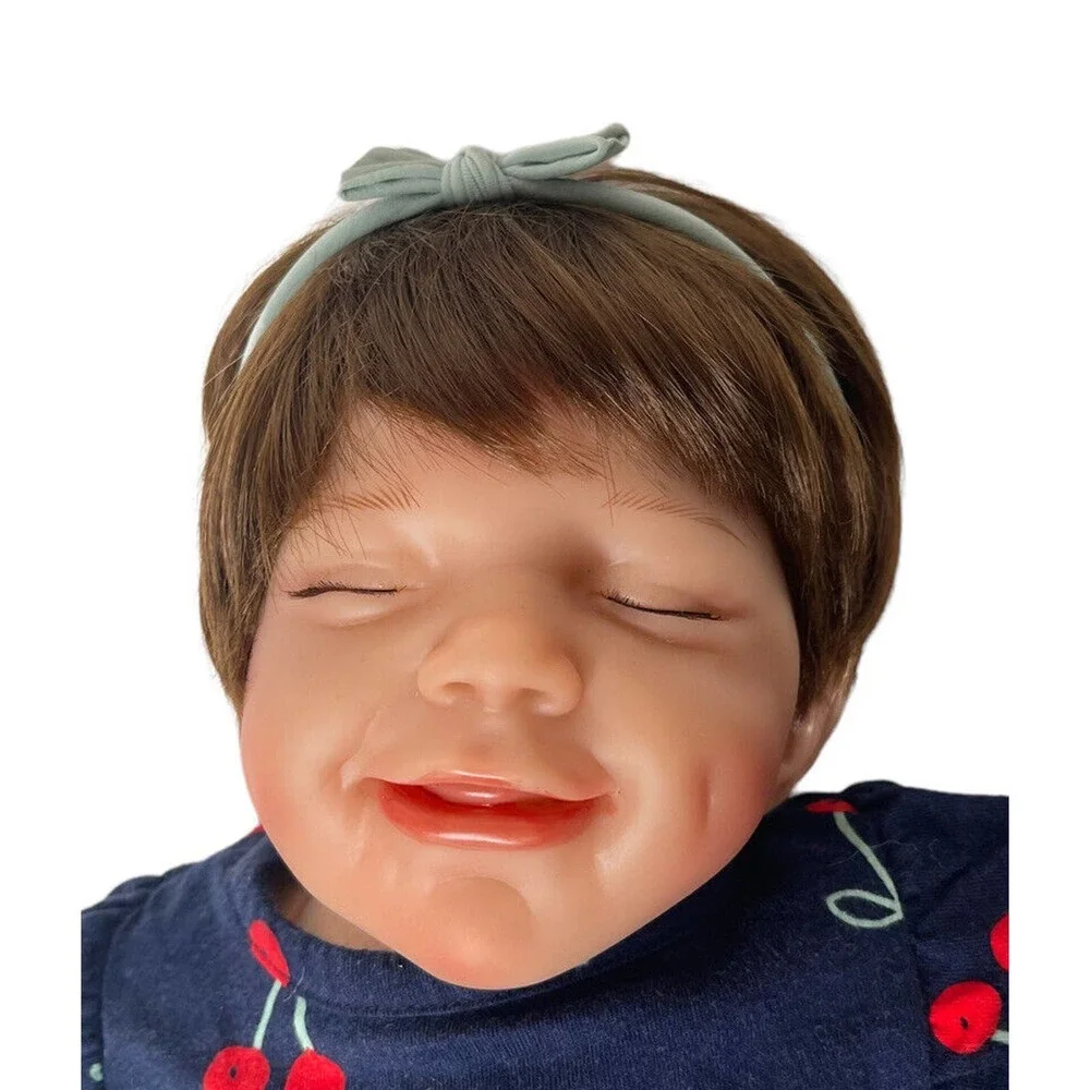 Toddler Baby Girl Reborn Doll Rooted Brown Hair Soft Body Smiling Realistic‎ 21